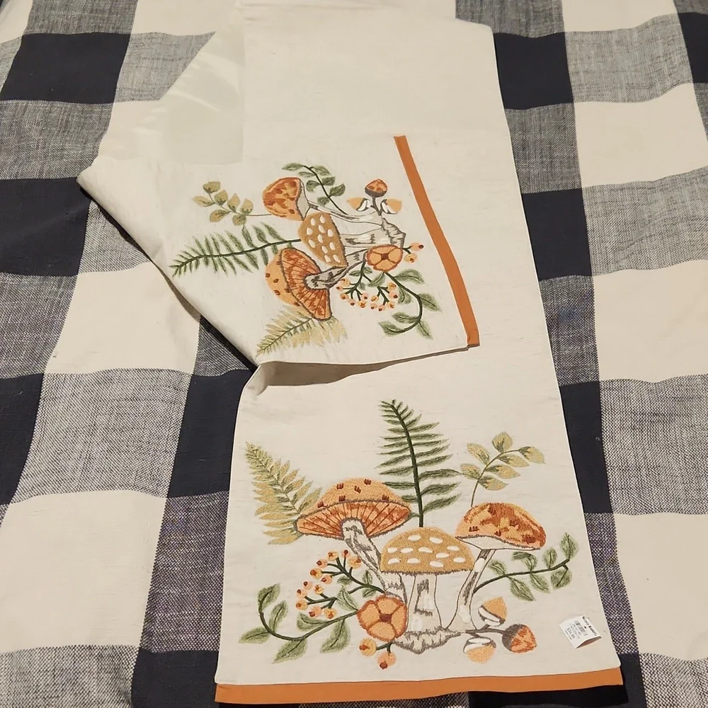 World Market Embroidered Mushroom Table Runner